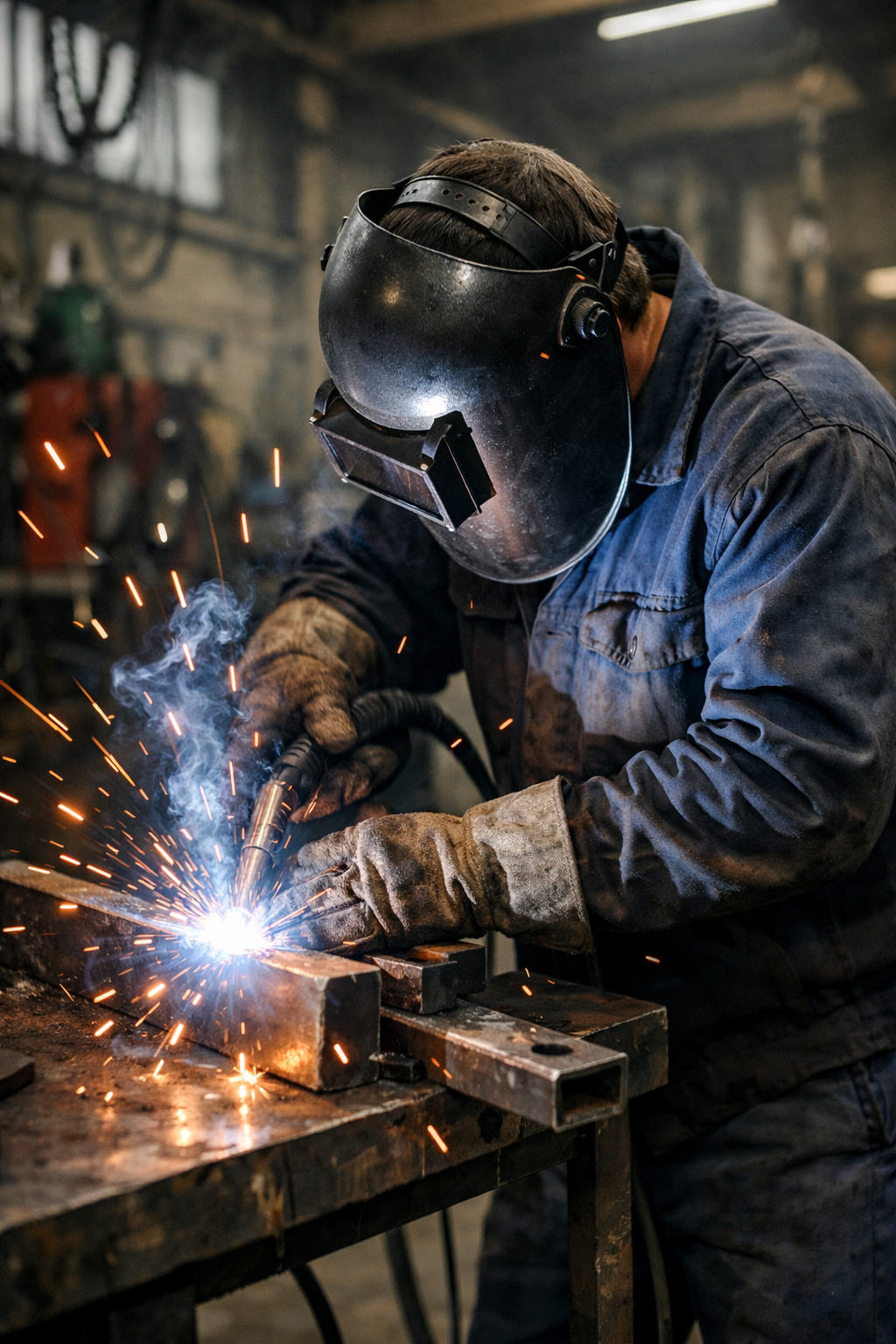 Demir dograyan sanayi personeli